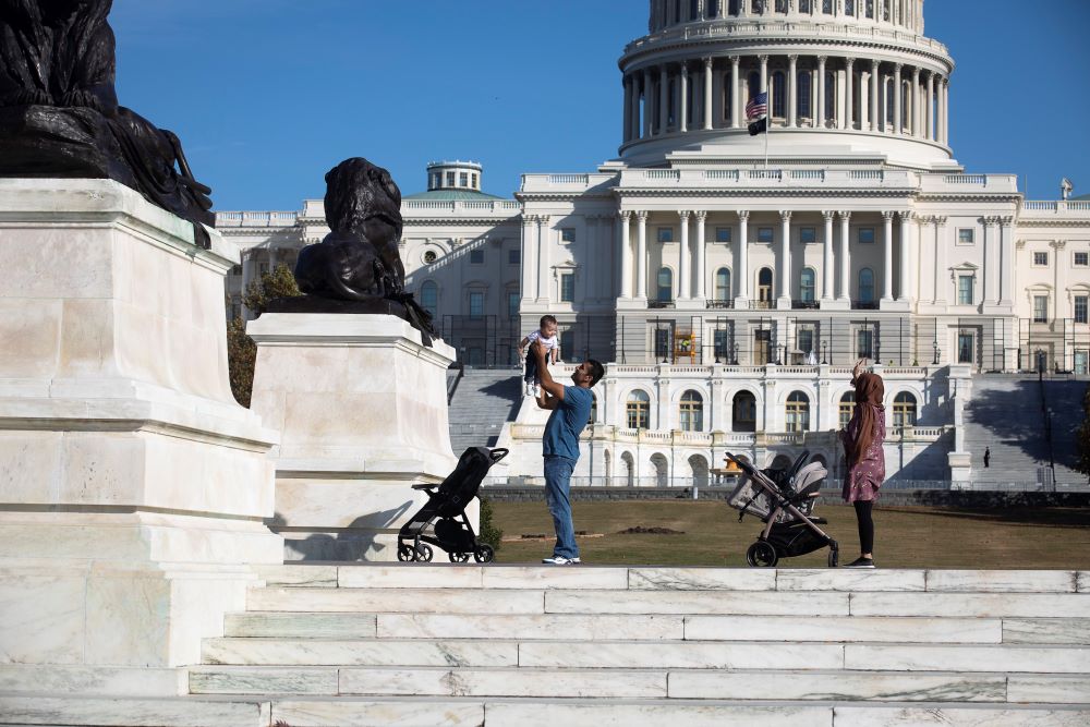 A family is seen near the U.S. Capitol in Washington, D.C.,  Nov. 18. (CNS/Tyler Orsburn)