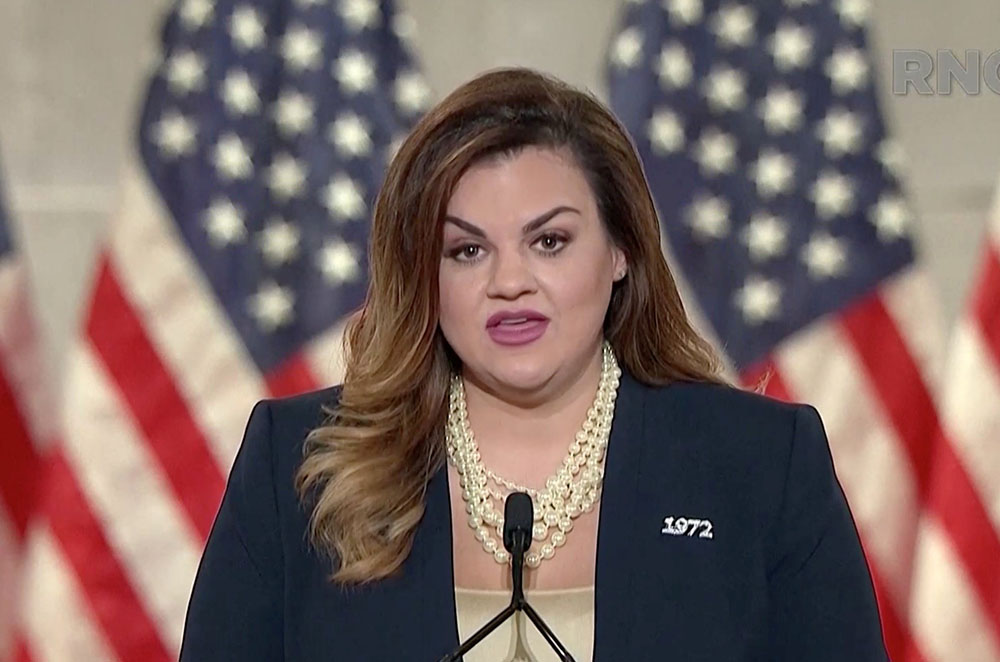 Abby Johnson speaks during the Republican National Convention broadcast from Washington Aug. 25, 2020. (CNS/Republican National Convention, Handout via Reuters)