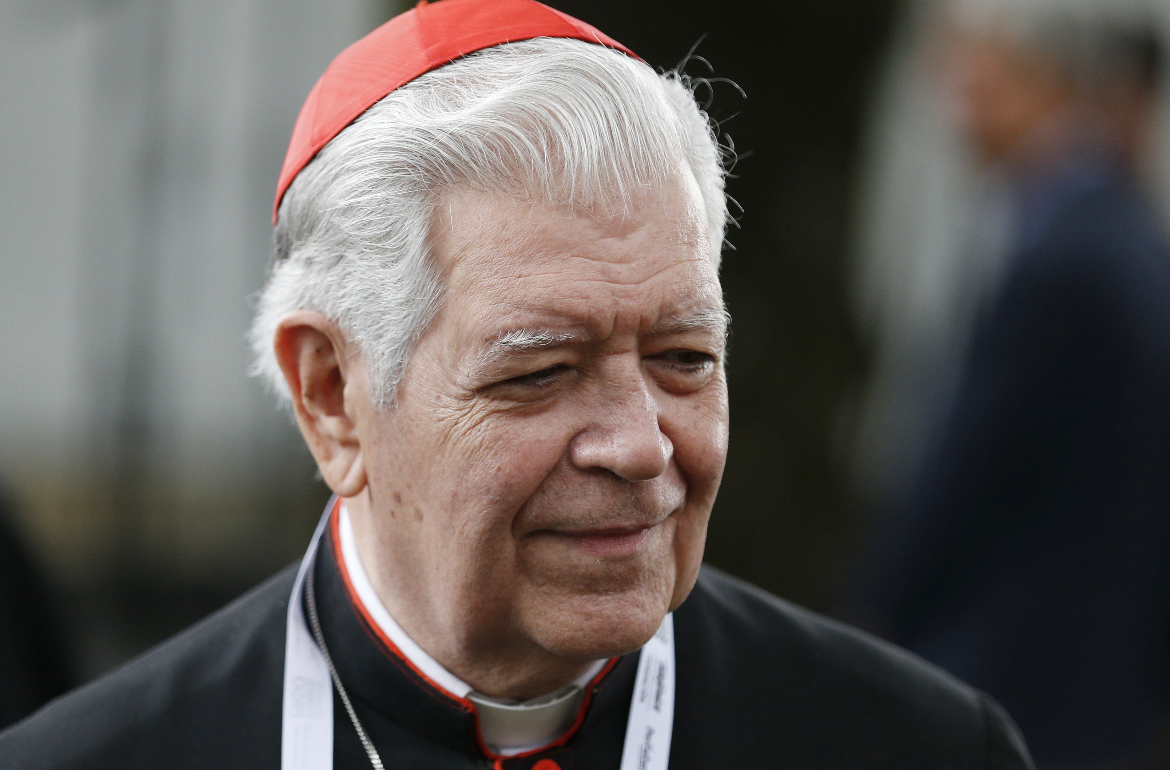 Cardinal Jorge Urosa Savino of Caracas, Venezuela, is pictured outside the apostolic nunciature in Bogota, Colombia, Sept. 7, 2017, during Pope Francis' visit. Cardinal Urosa Savino, who was hospitalized in late August after contracting COVID-19, died Sep