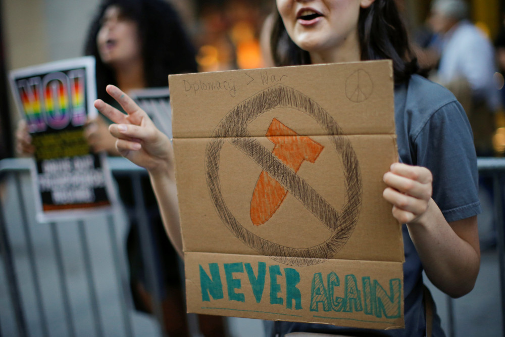 People in New York City protest nuclear war 