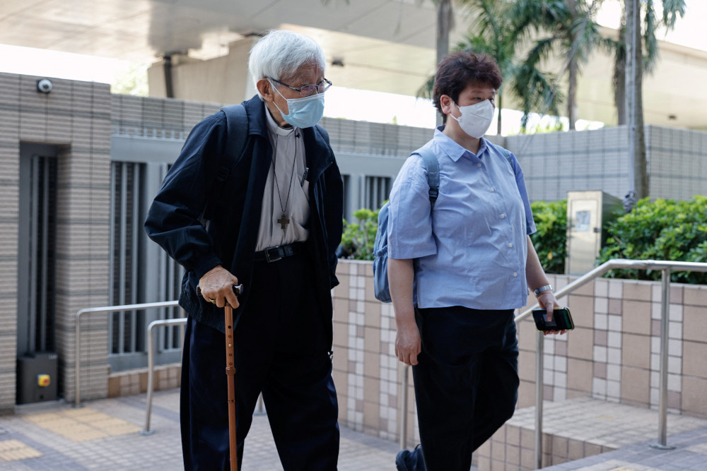 Cardinal Joseph Zen Ze-kiun, retired bishop of Hong Kong, arrives at the West Kowloon Magistrates' Courts in Hong Kong Sept. 26, 2022. 