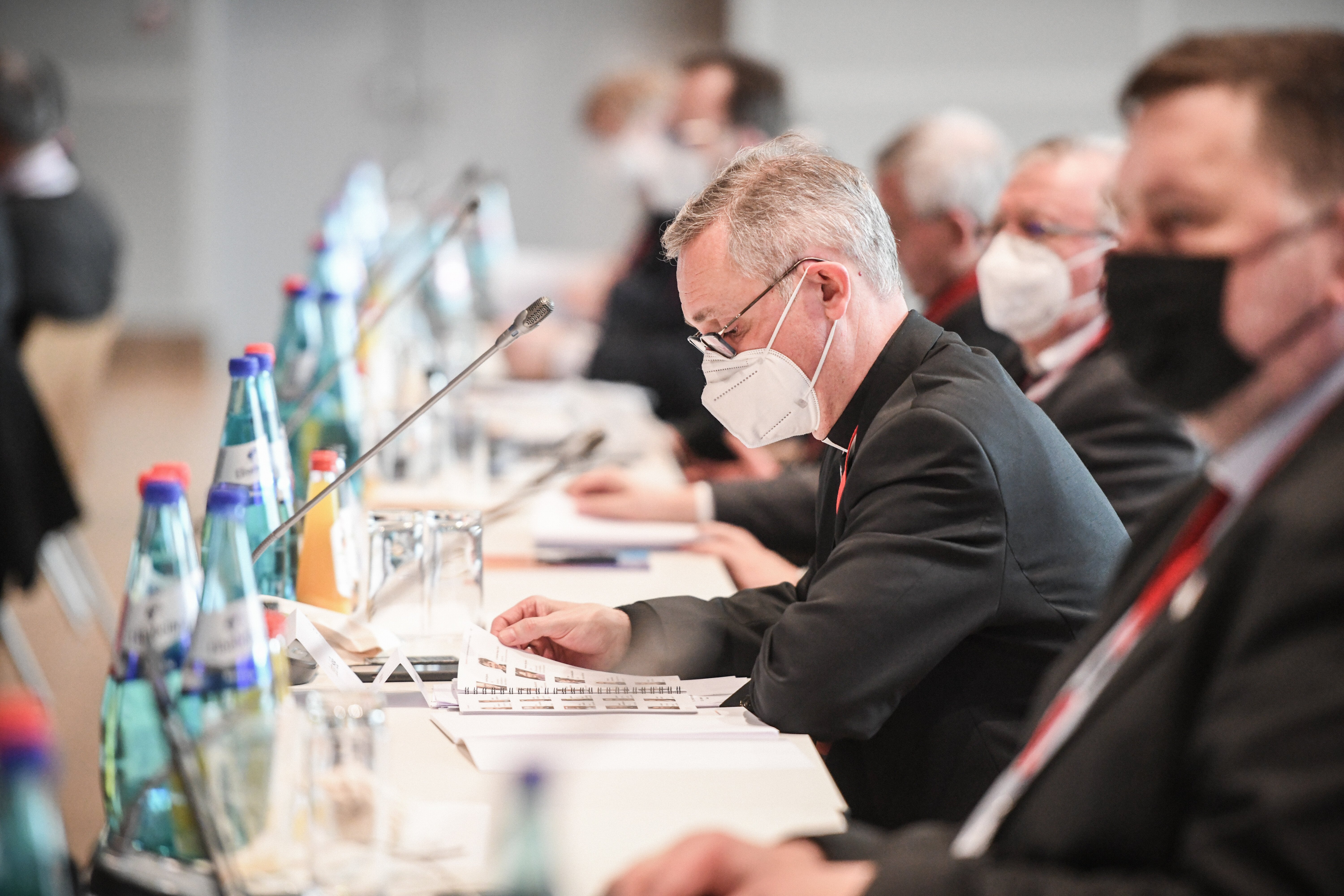 German Archbishop Stefan Hesse of Hamburg attends the third Synodal Assembly in Frankfurt Feb. 3, 2022. (CNS photo/Julia Steinbrecht, KNA)