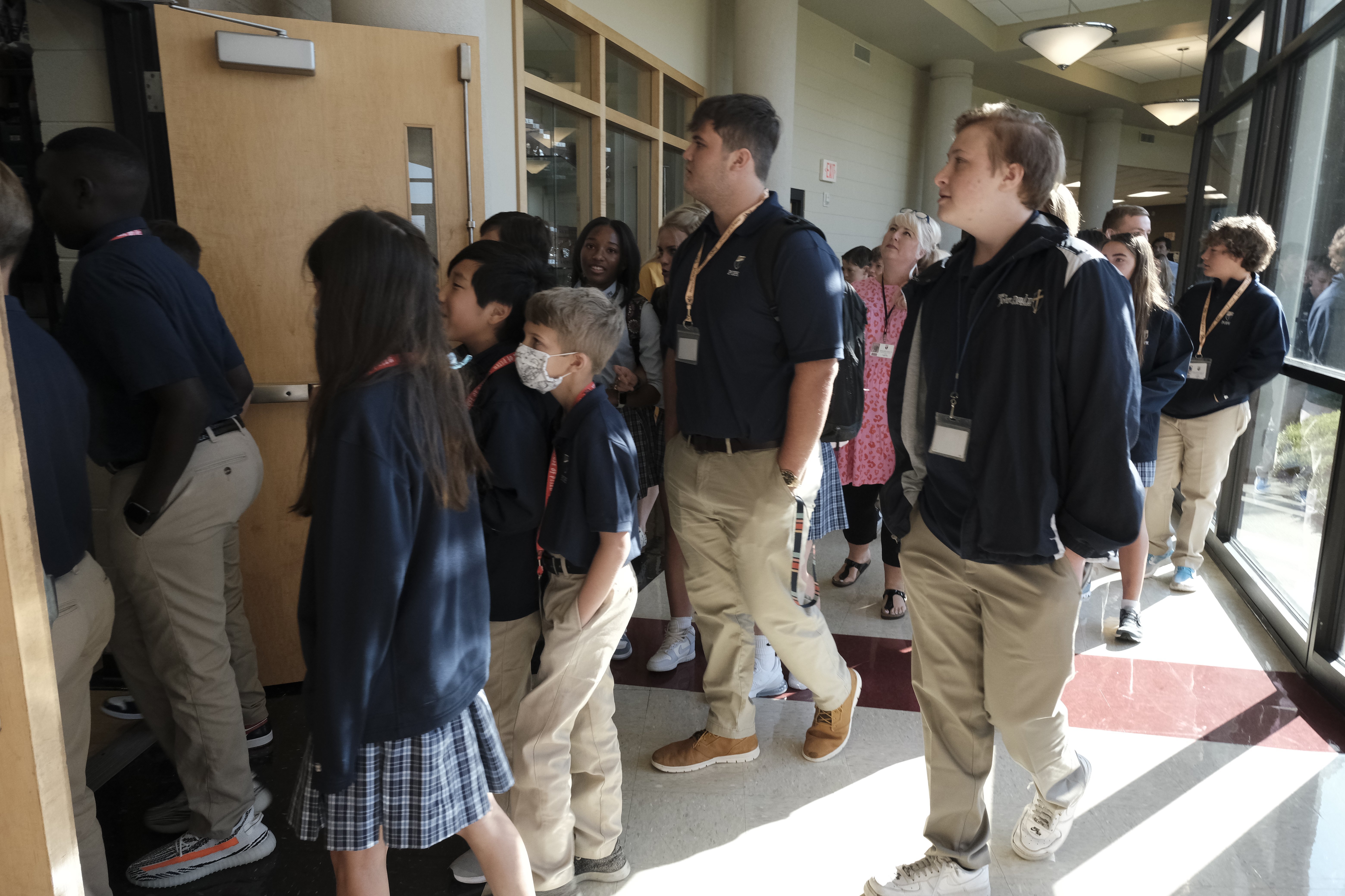 Students in grades 6-12 begin their first day of school at Pope John Paul II Preparatory School in Hendersonville, Tenn., Aug. 5, 2021. (CNS photo/Rick Musacchio, Tennessee Register)