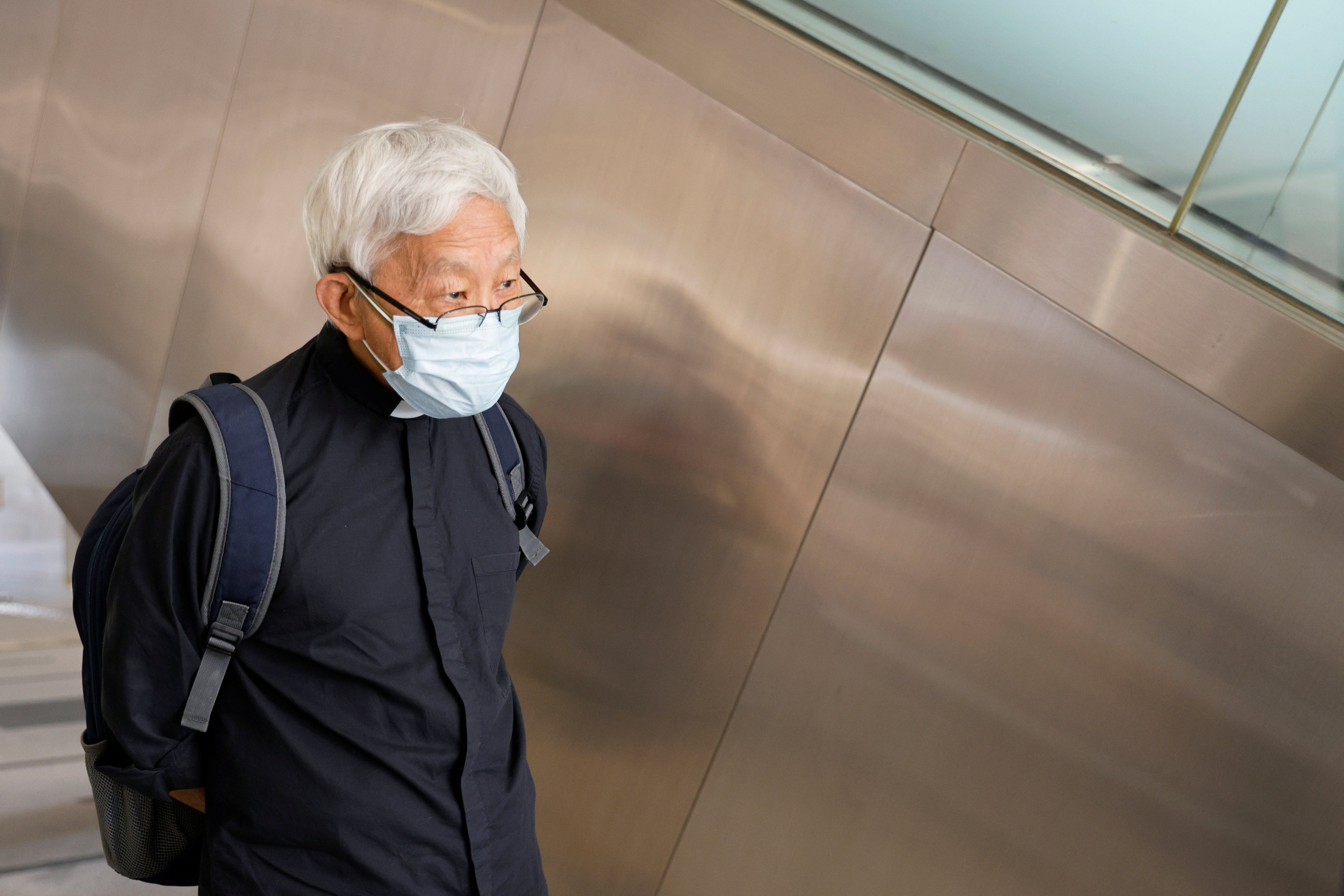 Cardinal Joseph Zen Ze-kiun, retired bishop of Hong Kong, arrives at West Kowloon Courts Oct. 15, 2020. (CNS photo/Tyrone Siu, Reuters)