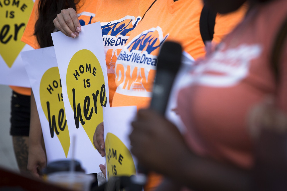 Young people protected by the Deferred Action for Childhood Arrivals program demonstrate in front of the U.S. Supreme Court in Washington Oct. 2, 2019. (CNS/Tyler Orsburn)