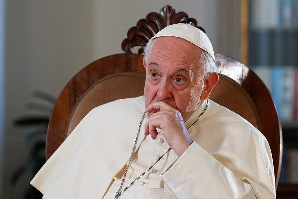 Pope Francis looks on during an exclusive interview with Reuters at the Vatican July 2. (CNS/Remo Casilli)