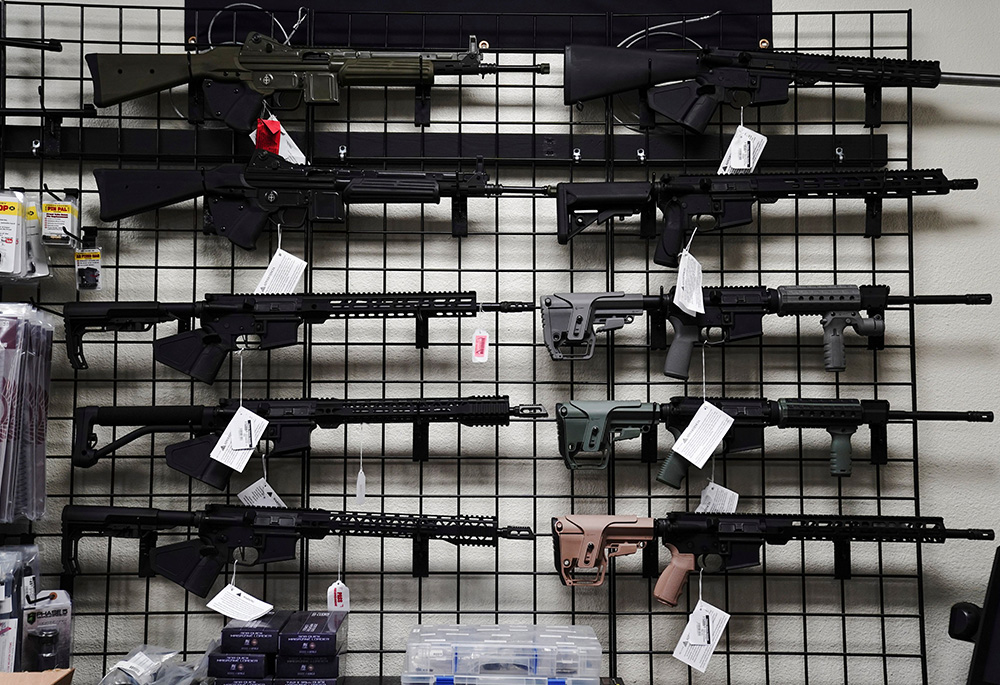 AR-15 style rifles are displayed for sale at a gun store April 12, 2021, in Oceanside, California. (CNS/Reuters/Bing Guan)