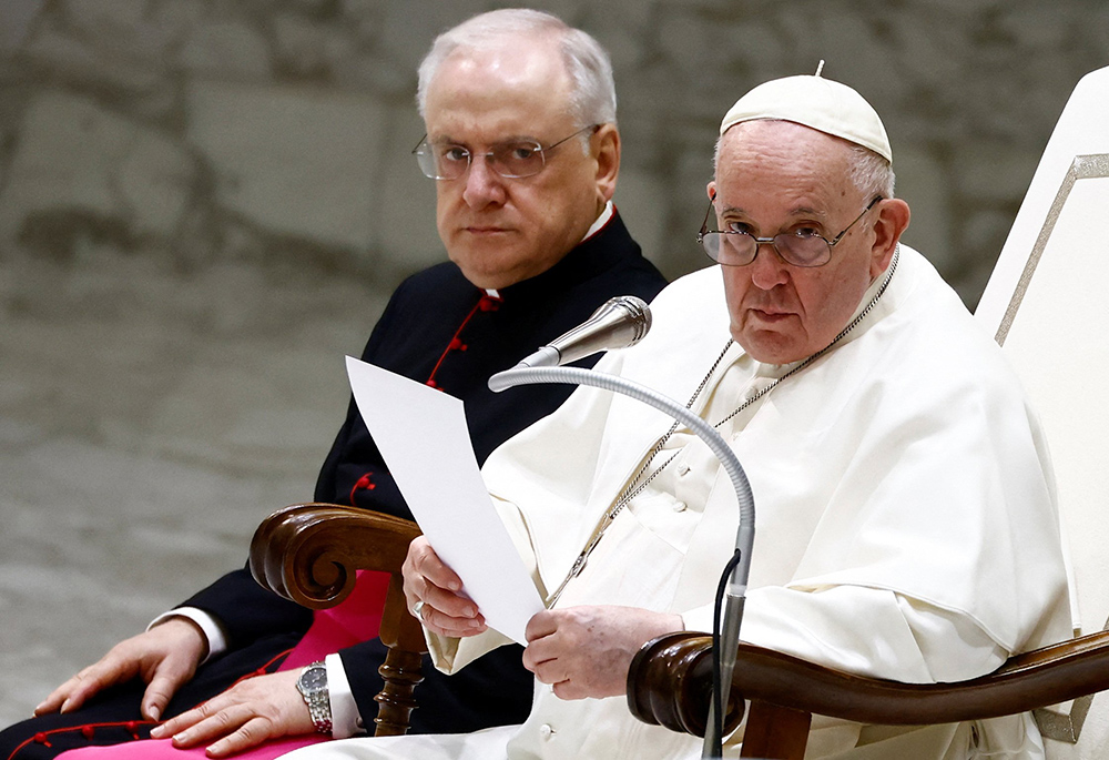 Pope Francis leads his weekly general audience Jan. 25 at the Vatican. (CNS/Reuters/Yara Nardi)