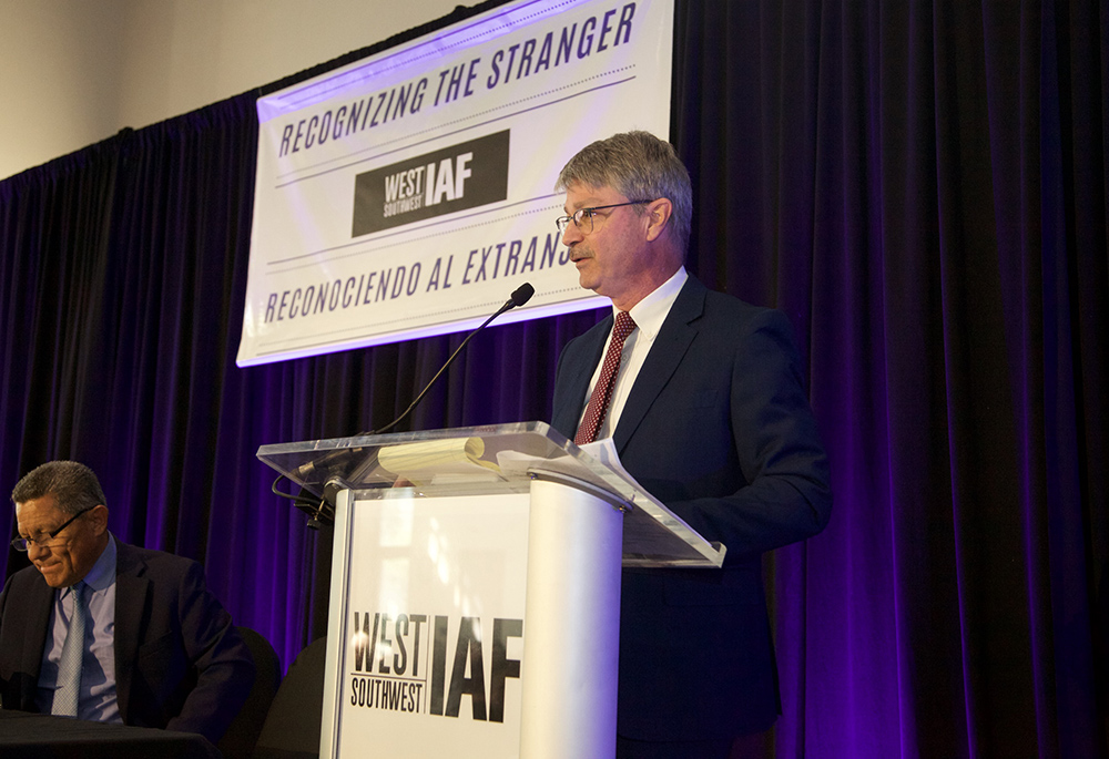 Joe Rubio, national IAF co-director for the West/Southwest, speaks during the recent convocation in San Antonio celebrating five years of the formation and training initiative focused on immigrant communities. (Courtesy of Alan Pogue)