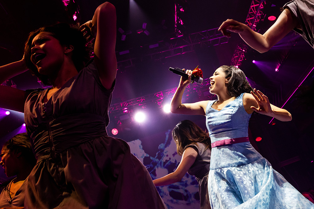 Arielle Jacobs as Imelda Marcos in "Here Lies Love" (Billy Bustamante, Matthew Murphy and Evan Zimmerman)