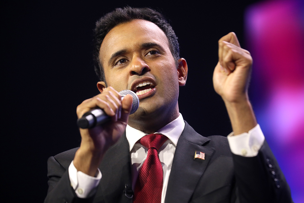 Vivek Ramaswamy speaks at the 2023 Turning Point Action Conference in West Palm Beach, Florida, July 15. (Wikimedia Commons/Gage Skidmore)