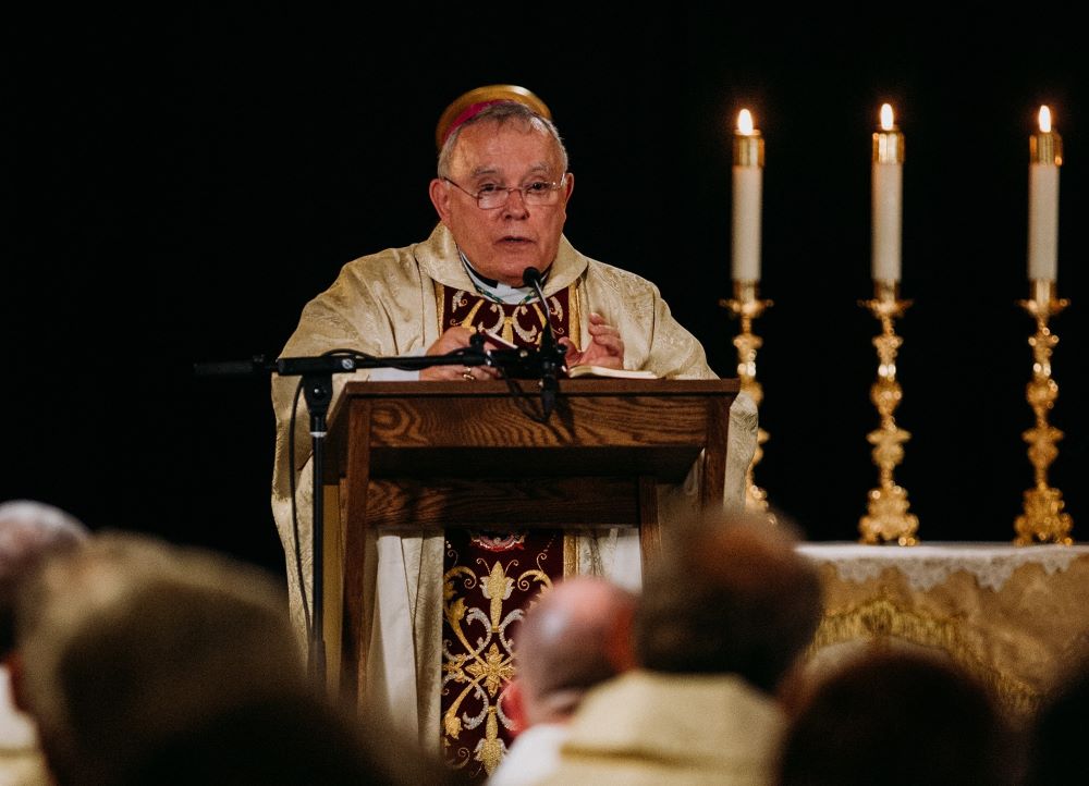 Archbishop Charles Chaput speaks during the opening Mass July 24, 2019, at the Napa Institute's annual Summer Conference in California. 