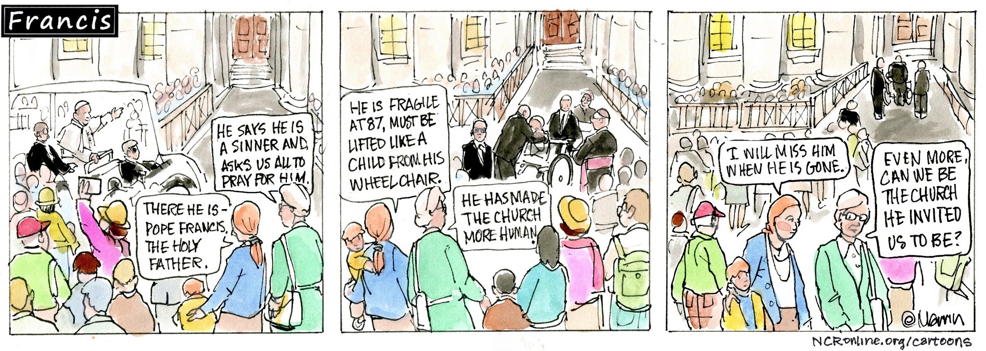 Francis, the comic strip: A few of Francis' admirers talk about the future of the Catholic Church.