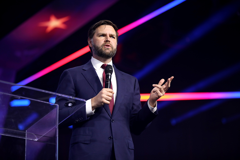 Ohio Sen. J.D. Vance speaks at the People's Convention, held by Turning Point Action, in Detroit June 16. (Wikimedia Commons/Gage Skidmore)