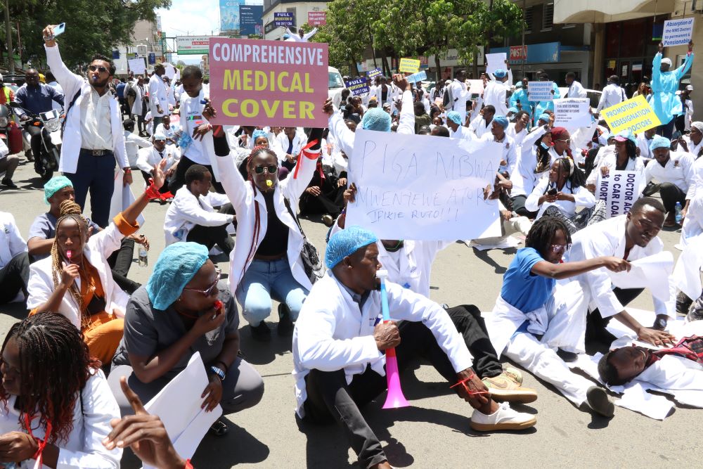 Kenyan doctors protest.