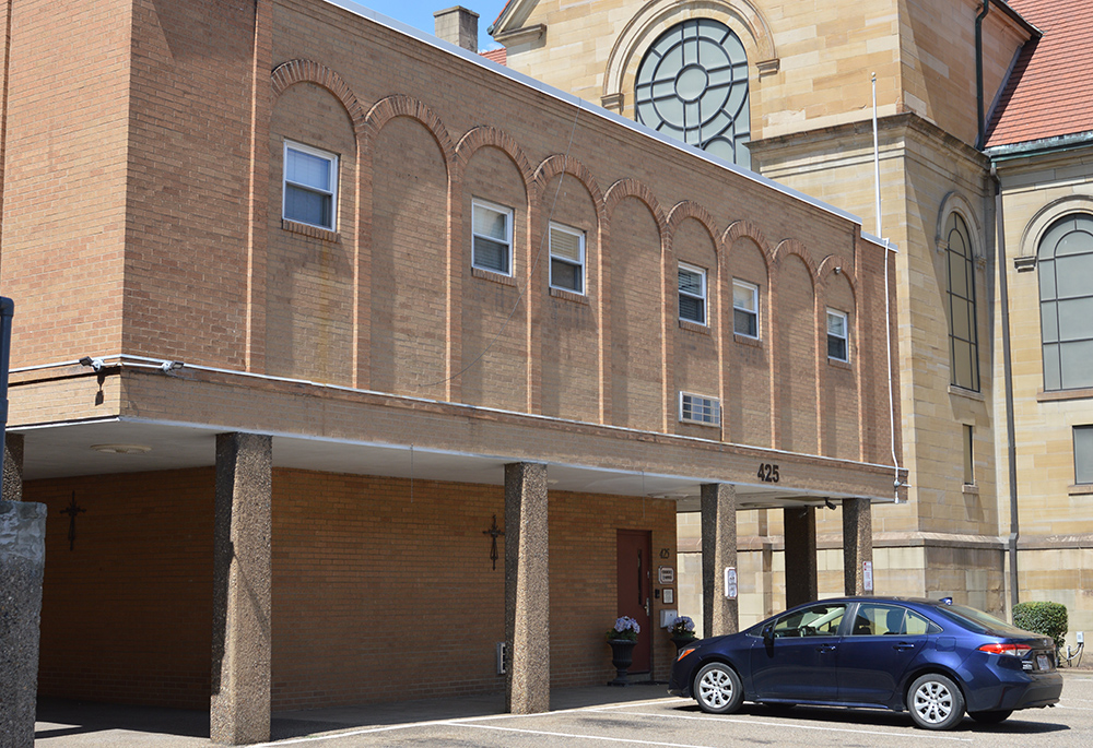 A car is seen parked outside the office of St. Peter Catholic Church, Aug. 22 in Steubenville, Ohio. (OSV News/Christopher Dacanay)