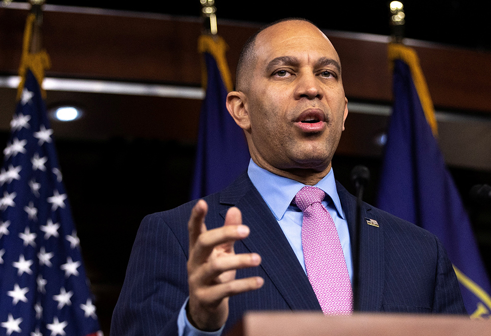 House Democratic Minority Leader Hakeem Jeffries (D-N.Y.) speaks during his weekly news conference on Capitol Hill in Washington, on March 30, 2023. (OSV News/Reuters/Tom Brenner)