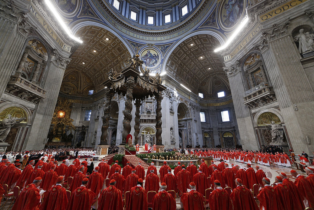 In this file photo, before entering the conclave, cardinals concelebrate Mass for the election of the Roman pontiff in St. Peter's Basilica at the Vatican March 12, 2013. (OSV News/CNS/Paul Haring)