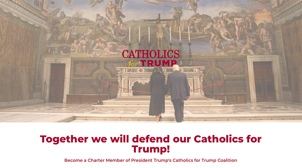 A screenshot of the Catholics for Trump website (NCR screenshot)