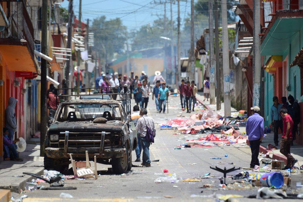 Vigilantes of "El Machete," protest growing violence in Pantelhó, Mexico, July 27, 2021. 