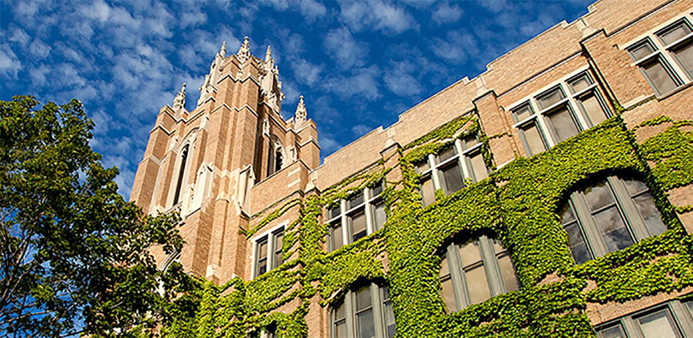 The ivy growing up Marquette Hall can be seen on the Milwaukee campus of Marquette University in this undated photo. (CNS/Courtesy of Marquette University)