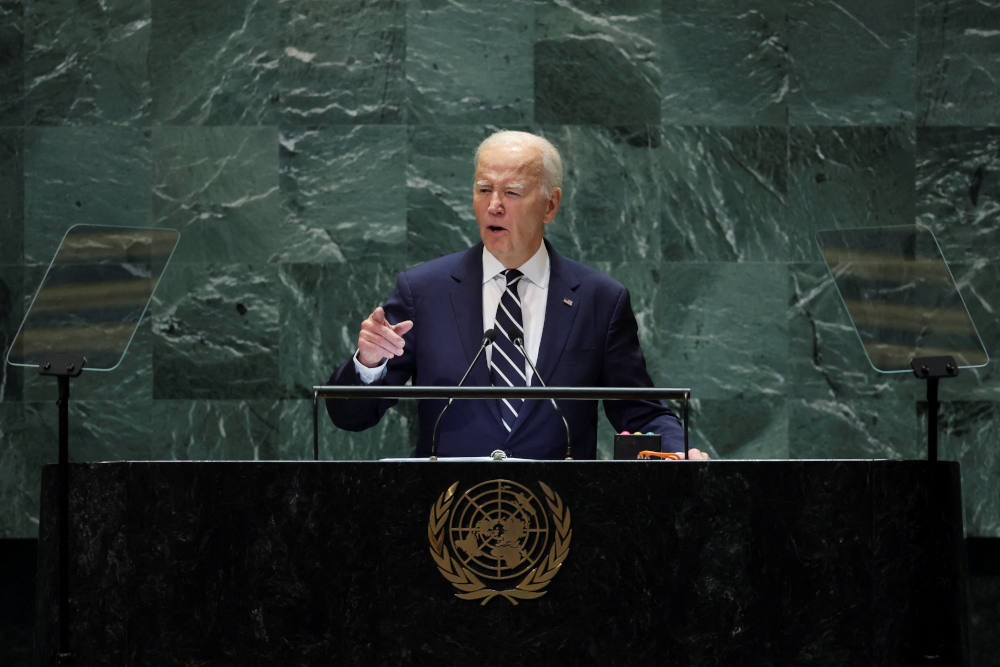 U.S. President Joe Biden delivers his final address to the 79th United Nations General Assembly at U.N. headquarters in New York City Sept. 24, 2024. (OSV News photo//Mike Segar, Reuters)