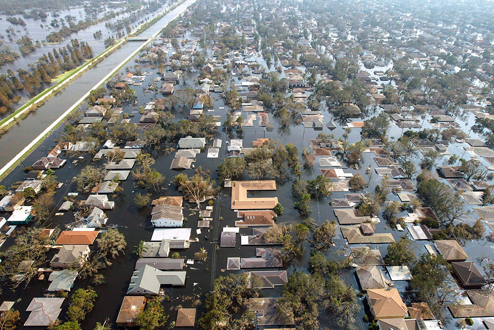 Houses in New Orleans are seen underwater Sept. 5, 2005, after Hurricane Katrina swept through Louisiana, Mississippi and Alabama. (CNS/Reuters/Allen Fredrickson)