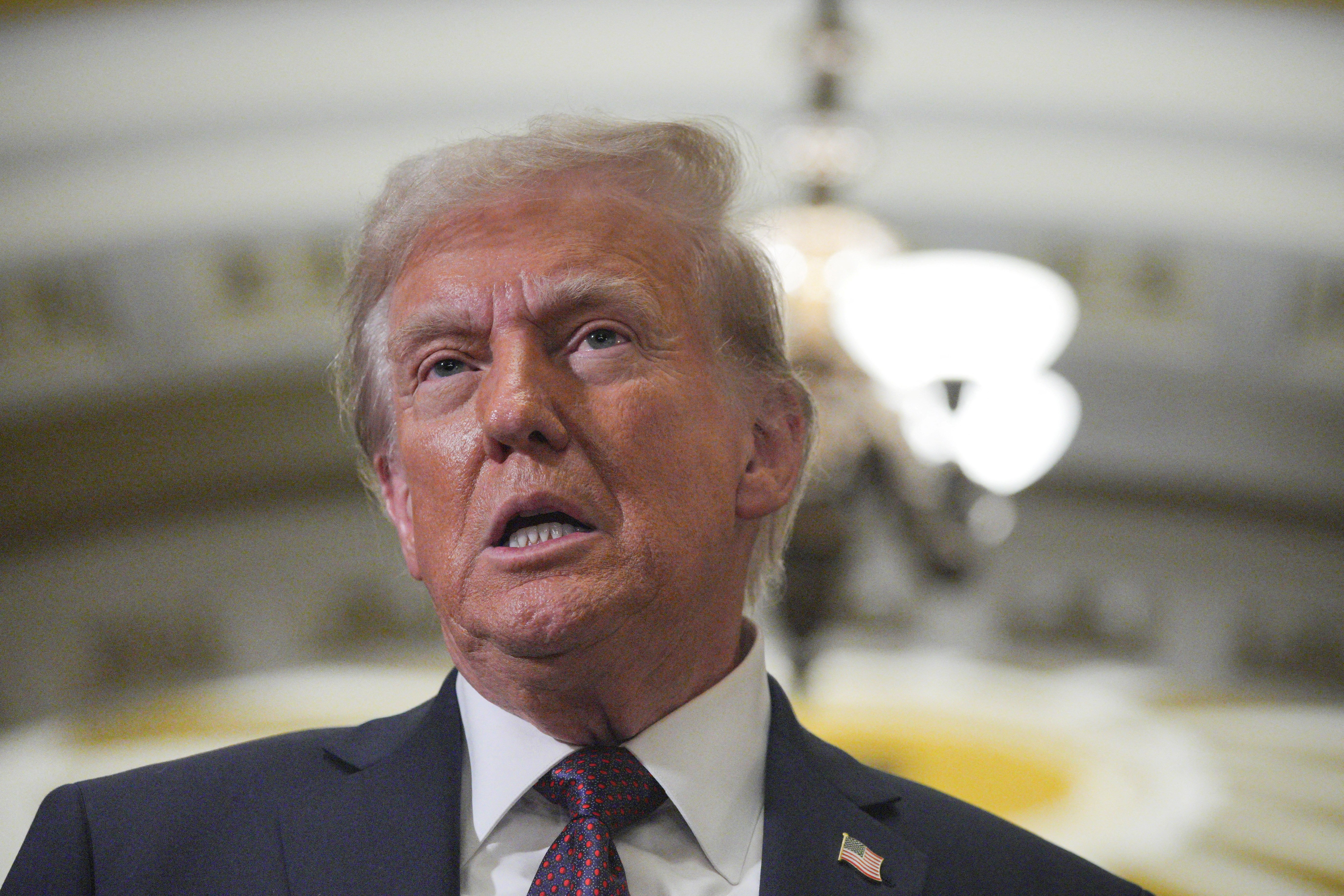 U.S. President-elect Donald Trump speaks after a meeting with Republicans in Congress at the U.S. Capitol building in Washington Jan. 8, 2025. (OSV News/Reuters/Jeenah Moon)