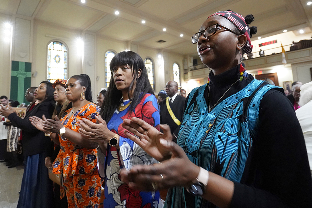 Women sing during the Diocese of Brooklyn's annual Black History Month Mass of thanksgiving at St. Therese of Lisieux Church in the East Flatbush section of Brooklyn, N.Y., Feb. 16, 2025. The liturgy is sponsored by the diocese's Vicariate Office of Black Catholic Concerns. (OSV News/Gregory A. Shemitz)