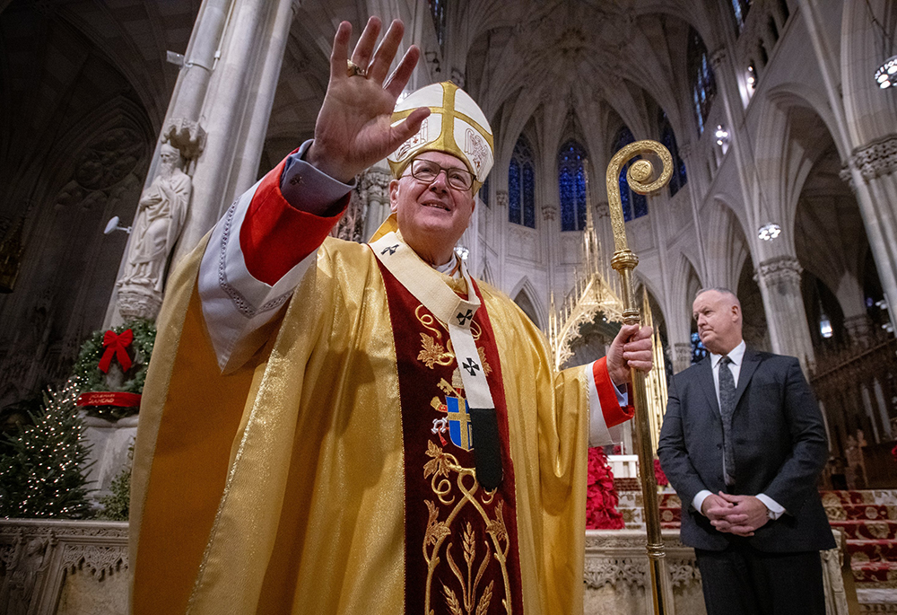 Cardinal Timothy Dolan celebrates Mass at St. Patrick's Cathedral in New York City on Dec. 29, 2024, to mark the kickoff of the 2025 Jubilee. Dolan delivered a homily Feb. 15 at the Basilica Cathedral of St. John the Baptist in St. John's, Newfoundland, after the cardinal’s flight to Ireland was unexpectedly diverted. (OSV News/Jeffrey Bruno)