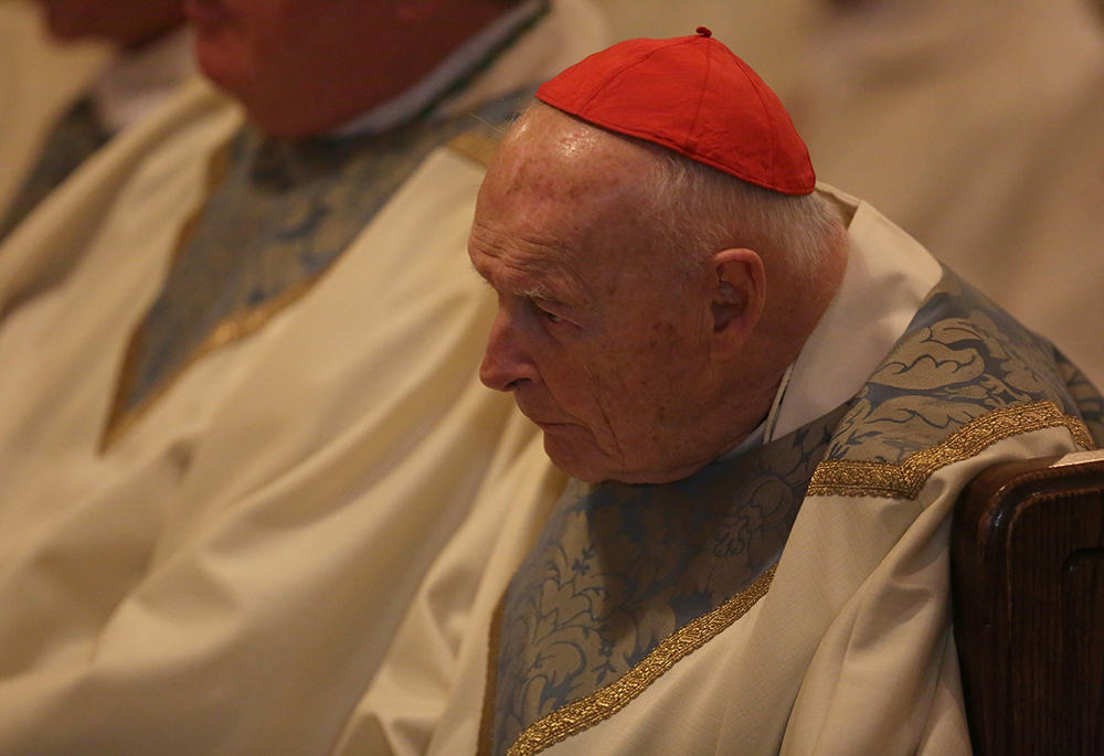 Now-former cardinal Theodore McCarrick, retired archbishop of Washington, attends Mass at St. Peter Claver Church in Baltimore on Nov. 14, 2016, during the annual fall general assembly of the U.S. Conference of Catholic Bishops. (CNS/Bob Roller)