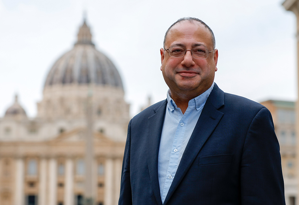 Eric LeCompte, executive director of the Jubilee USA Network, poses for a photo at the Vatican on June 4, 2024. Jubilee USA Network is an alliance of faith-based development and debt-relief advocacy organizations. (CNS/Lola Gomez)