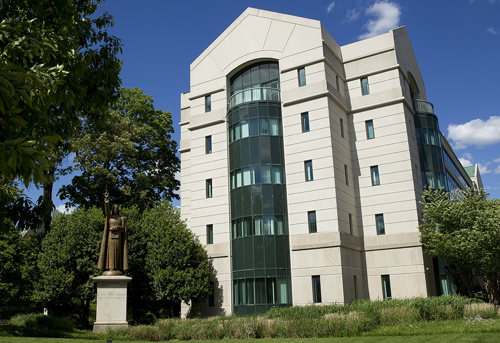 The U.S. Conference of Catholic Bishops building in seen in Washington May 8, 2017. The U.S. State Department has terminated its contract with the conference to legally resettle refugees, following a suspension of the arrangement in January 2025. (OSV News/Tyler Orsburn)