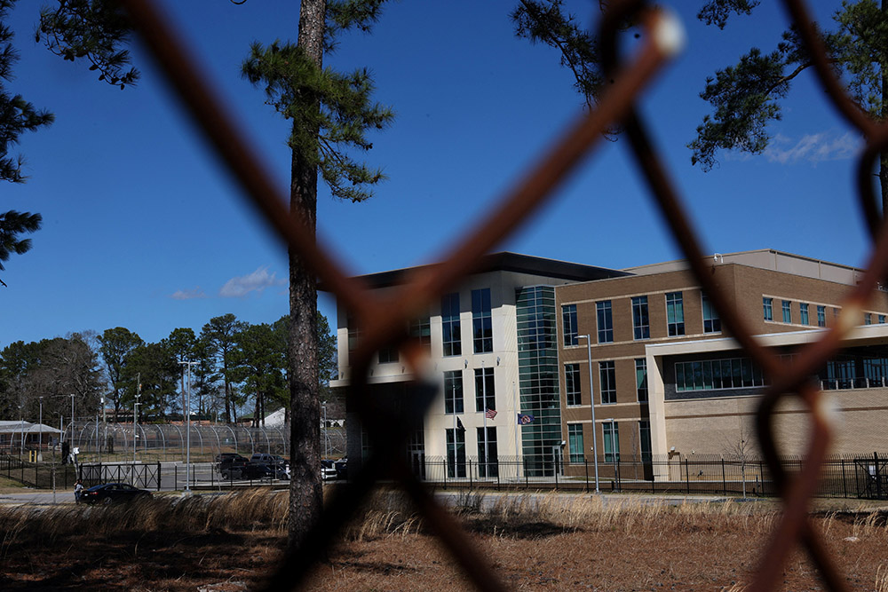 The South Carolina Department of Corrections headquarters is seen behind barbed wire fence. Death row inmate Brad Sigmon was executed March 7, 2025, by firing squad method at the Broad River Correctional Institution in Columbia, South Carolina. (OSV News/Reuters/Shannon Stapleton)