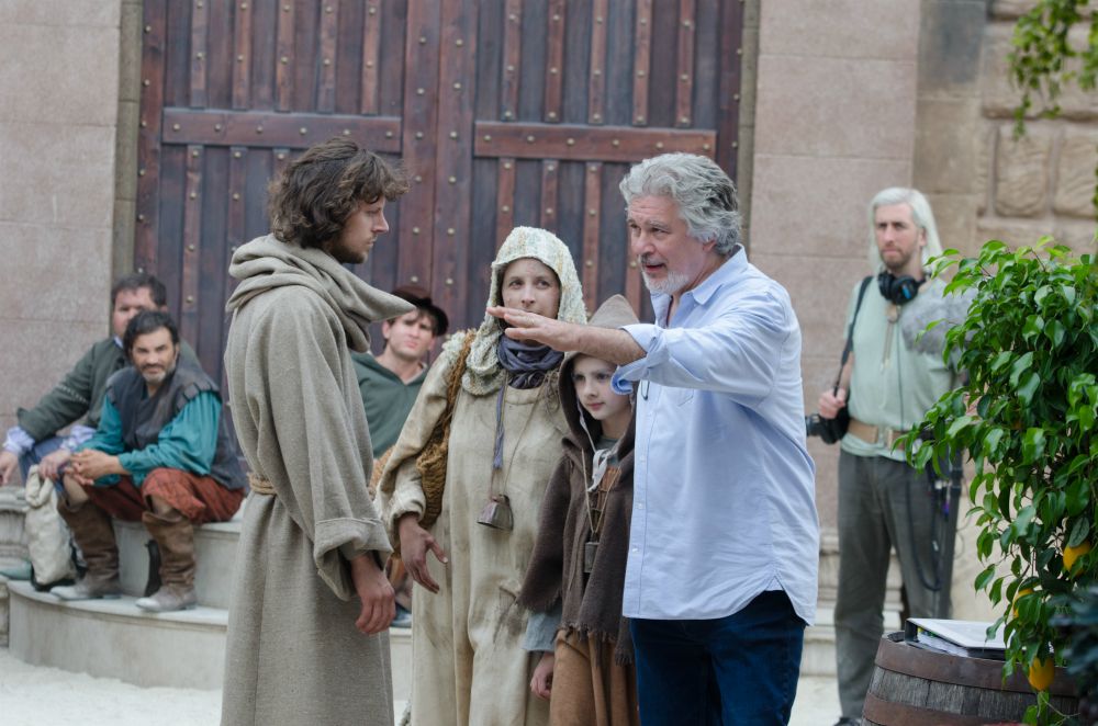 Director Alex Kronemer, right, works with Alexander McPherson, who plays St. Francis of Assisi in the documentary film "The Sultan and the Saint," which premieres on PBS Dec. 26. (UPF)