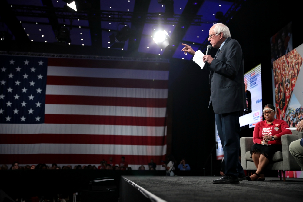 Sen. Bernie Sanders speaks at the Presidential Gun Sense Forum hosted by Everytown for Gun Safety and Moms Demand Action at the Iowa Events Center in Des Moines Aug. 10, 2019. (Wikimedia Commons/Gage Skidmore)