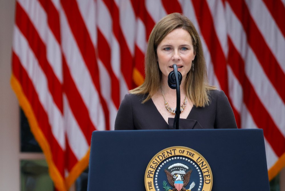 Federal Judge Amy Coney Barrett of the 7th Circuit speaks after being introduced by President Donald Trump at the White House Sept. 26 as the nominee to fill the U.S. Supreme Court seat left vacant by the Sept. 18 death of Associate Justice Ruth Bader Gin