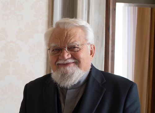 Enzo Bianchi, founder and former prior of the ecumenical Monastery of Bose, pictured at the Vatican Jan. 12, 2019. (CNS/Vatican Media)