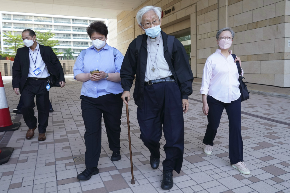 Cardinal Joseph Zen leaves from the West Kowloon Magistrates' courts in Hong Kong on Monday, Sept. 26, 2022. 