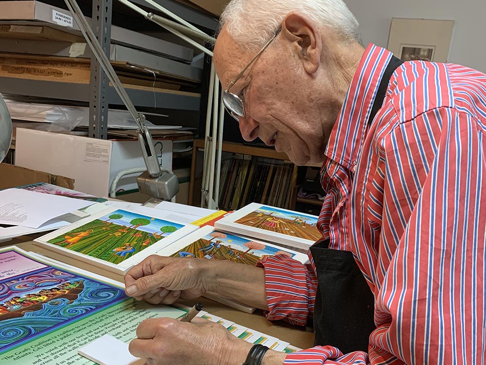 John August Swanson at work in his studio in spring 2021 (Cecilia González-Andrieu)