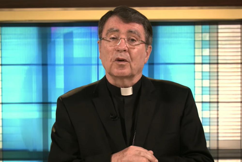 Archbishop Christophe Pierre, apostolic nuncio to the United States, speaks during U.S. Conference of Catholic Bishops' fall virtual meeting, held Nov. 16. (NCR screenshot)