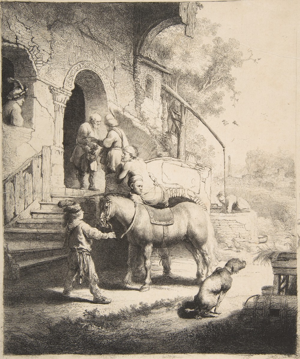 "The Good Samaritan," etching by Rembrandt van Rijn, 1633 (Metropolitan Museum of Art)