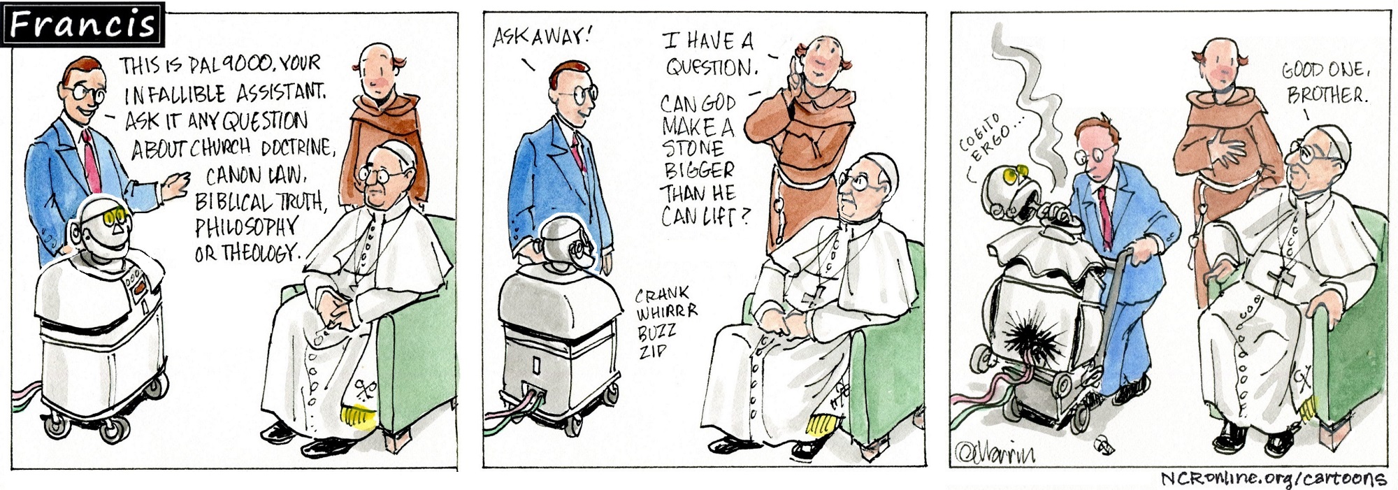 Francis, the comic strip: Francis gets an infallible robot assistant.