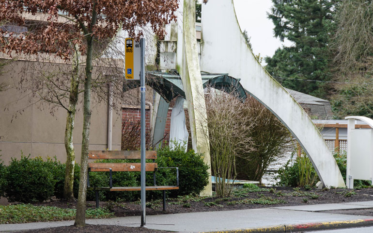 The bus stop by Our Lady of the Lake Parish in Seattle (Andrew Carr)