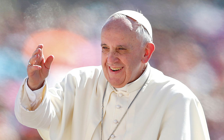 Pope Francis arrives to lead his weekly audience Sept. 4 in St. Peter's Square at the Vatican. (CNS/Reuters/Tony Gentile)