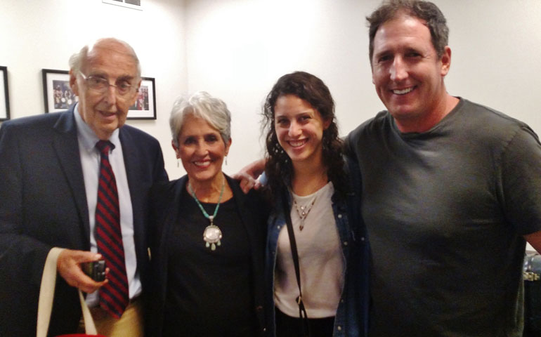 From left, Colman McCarthy with Joan Baez, Celia Goldfarb and Eddie McCarthy