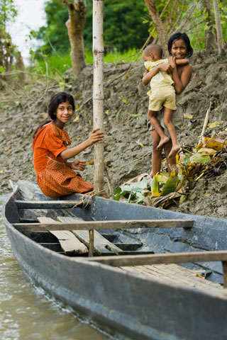 Three girls in a rural area near Sylhet, Bangladesh (Newscom/Design Pics/Rowan Gillson)