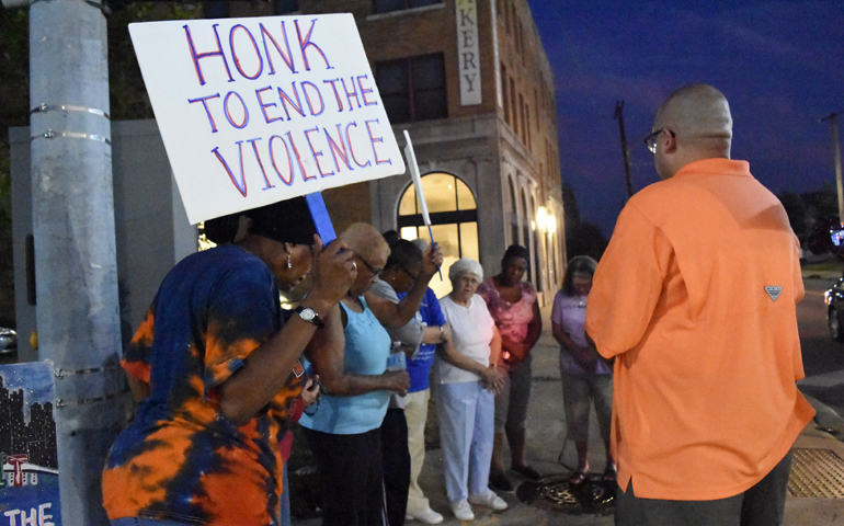 Parishioners from several Detroit parishes gather Aug. 25 to pray for peace. (CNS/Dan Meloy, Michigan Catholic)