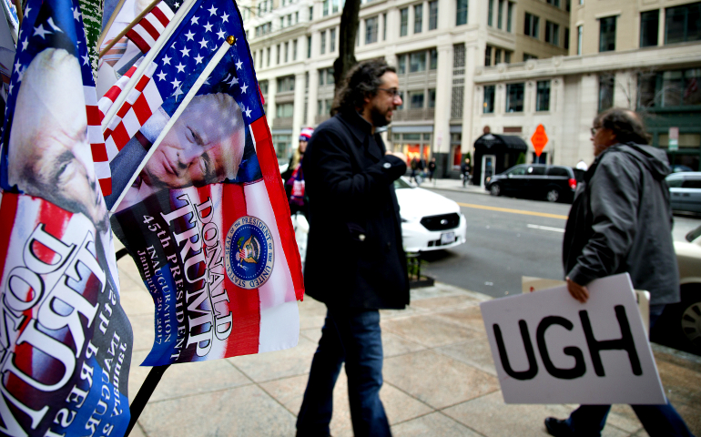 People walk in Washington, D.C., prior to the start of Donald Trump's swearing-in as the 45th U.S. president Jan. 20. (CNS/Tyler Orsburn)