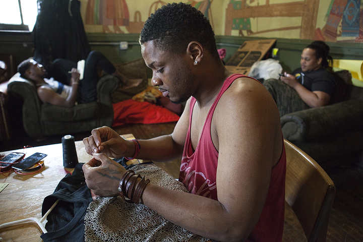 Homeless youth get ready to perform in a production titled "FACES" in cooperation with the Youth Empowerment Performance Project in June 2014. (Courtesy of Chicago Reporter)